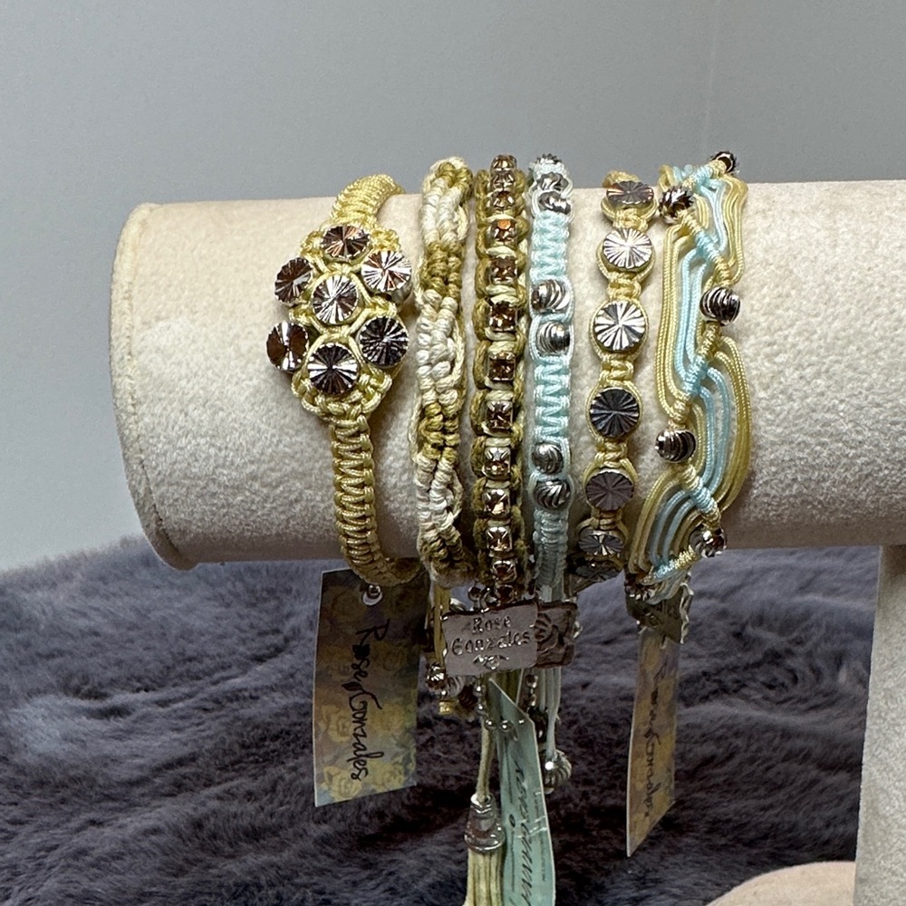 NWT - Boho Chic Bracelet Set in Gold and Cream with Swarovski components